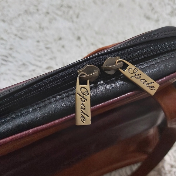 Opale brown & black leather shoulder bag - Picture 11 of 11